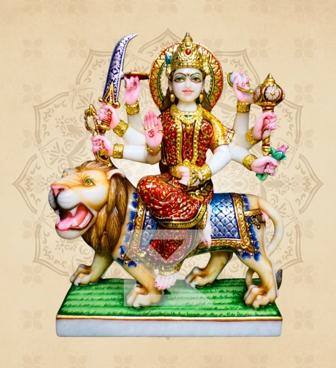 Ashtabhuja Durga — Design 28 — SKM-ASH-28 — Marble Durga Statue