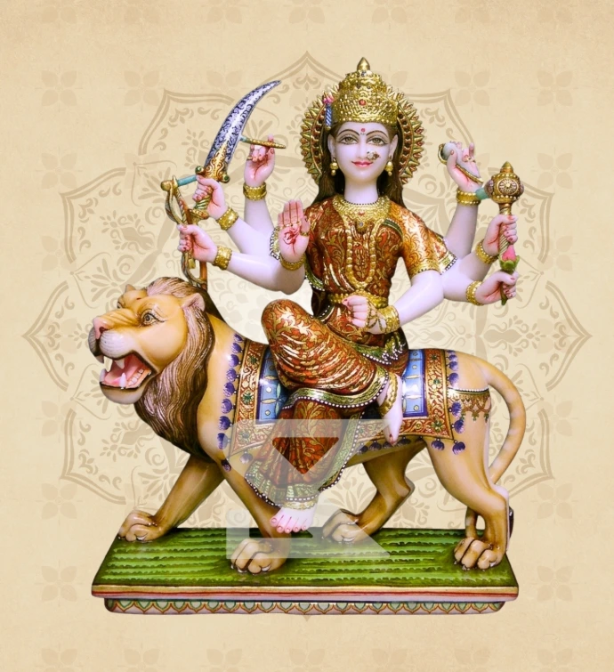 Ashtabhuja Durga — Design 30 — SKM-ASH-30 — Marble Durga Statue