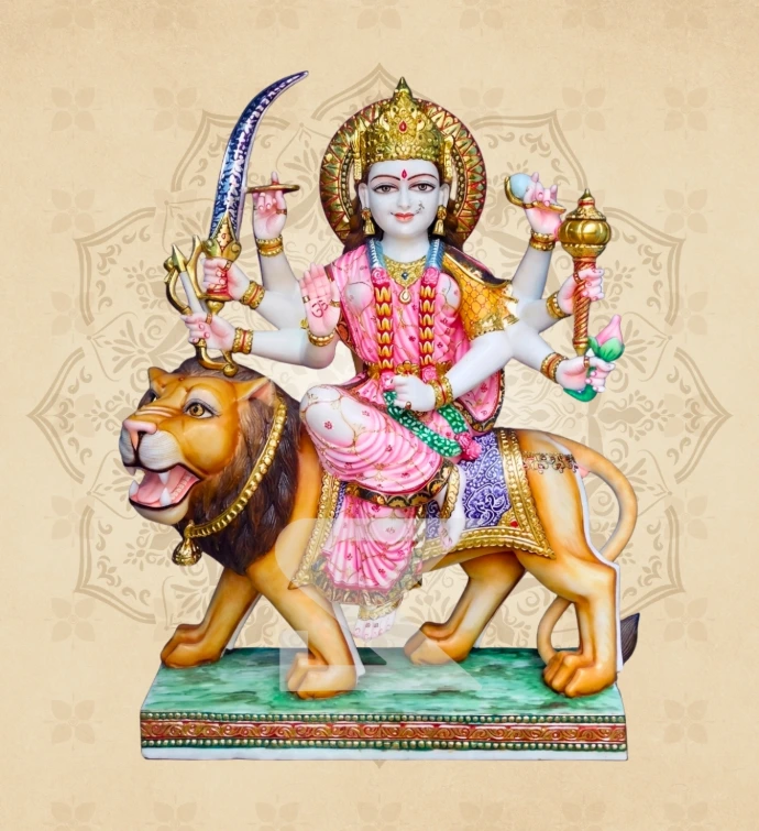 Ashtabhuja Durga — Design 33 — SKM-ASH-33 — Marble Durga Statue