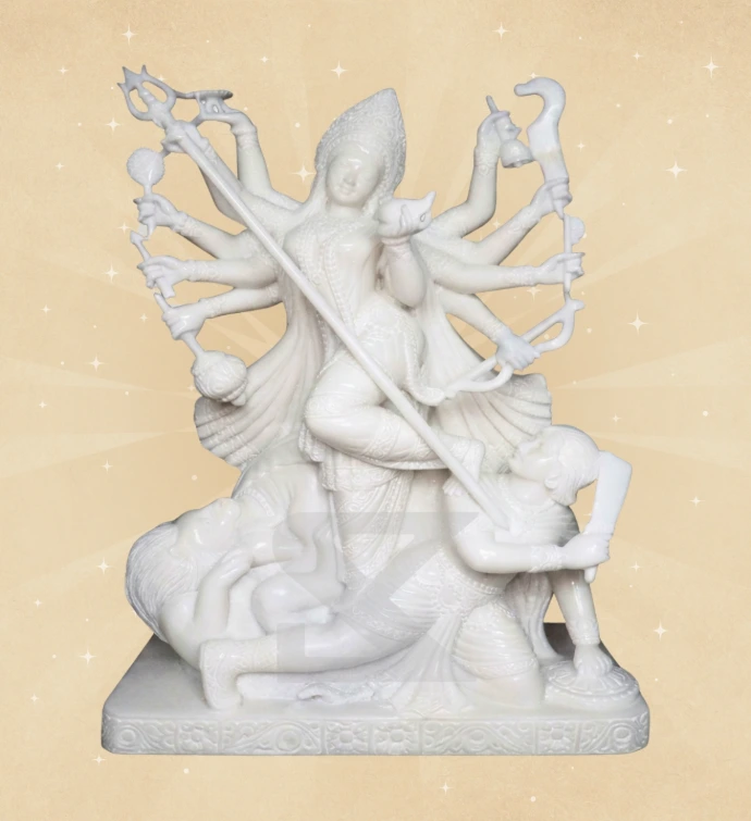 Mahishasura Mardini — Design 02 — SKM-MAH-02 — Marble Durga Statue