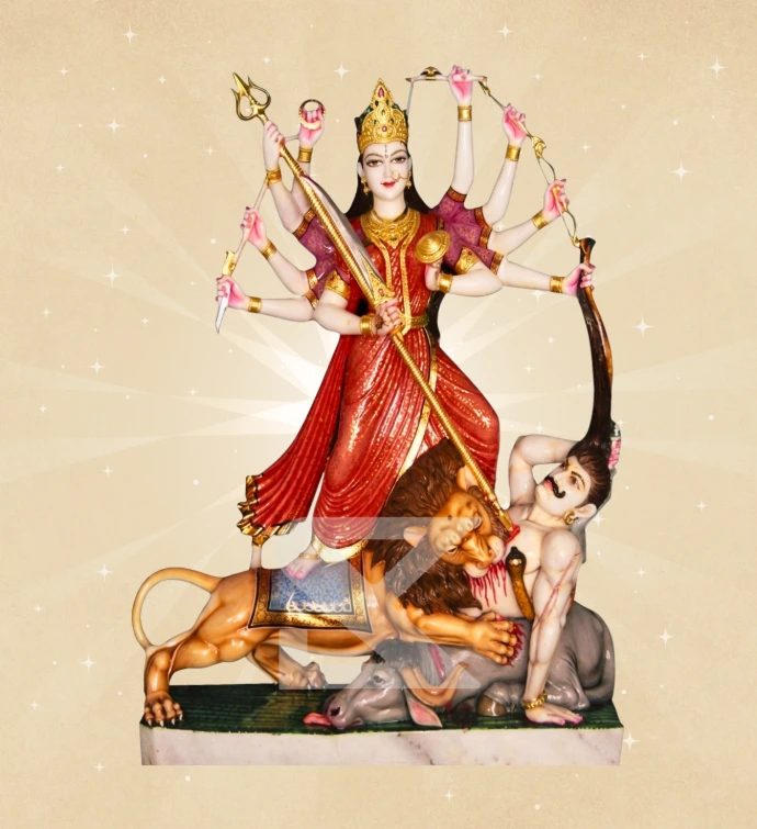 Mahishasura Mardini — Design 05 — SKM-MAH-05 — Marble Durga Statue