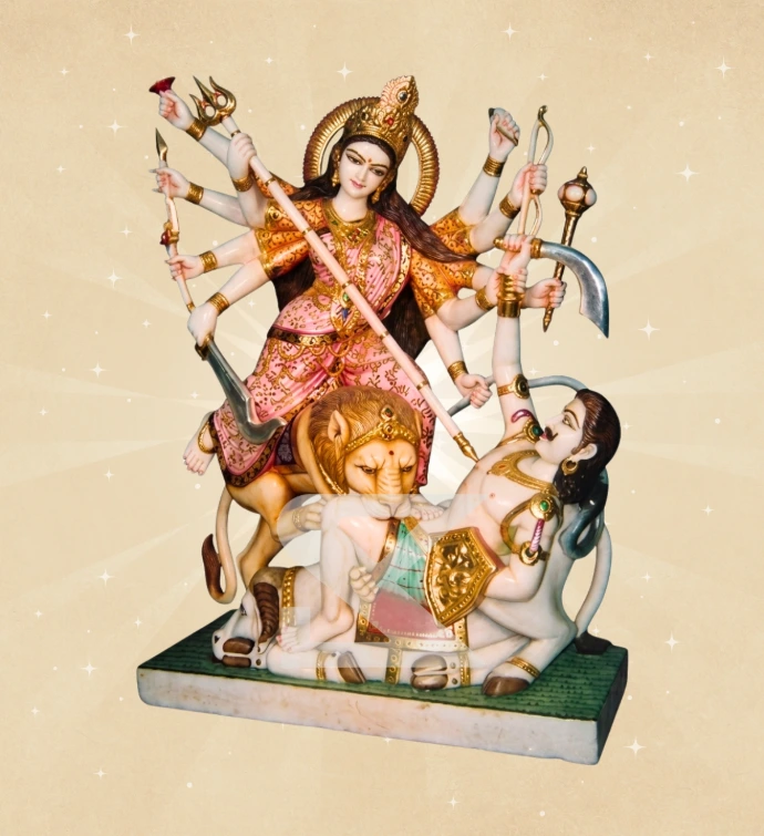 Mahishasura Mardini — Design 03 — SKM-MAH-03 — Marble Durga Statue