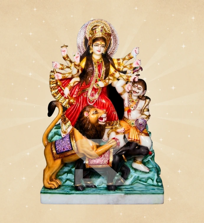 Mahishasura Mardini — Design 01 — SKM-MAH-01 — Marble Durga Statue