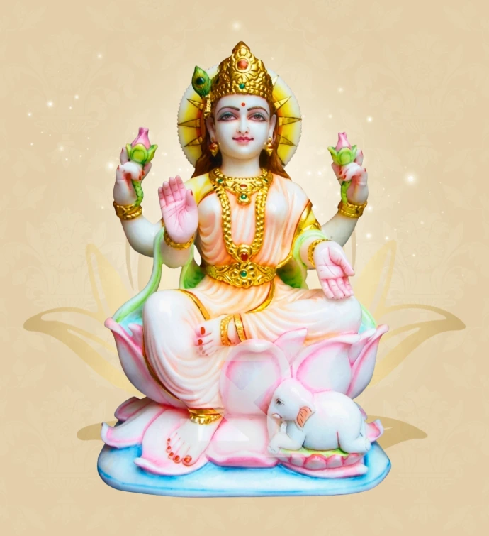 Dhana Lakshmi — Design 08 — SKM-DHN-08 — Marble Lakshmi Statue