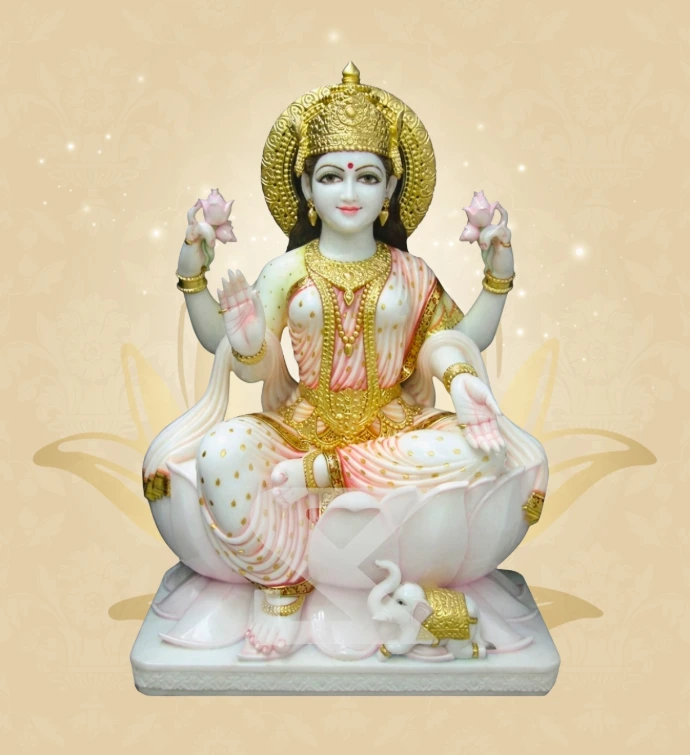 Dhana Lakshmi — Design 14 — SKM-DHN-14 — Marble Lakshmi Statue