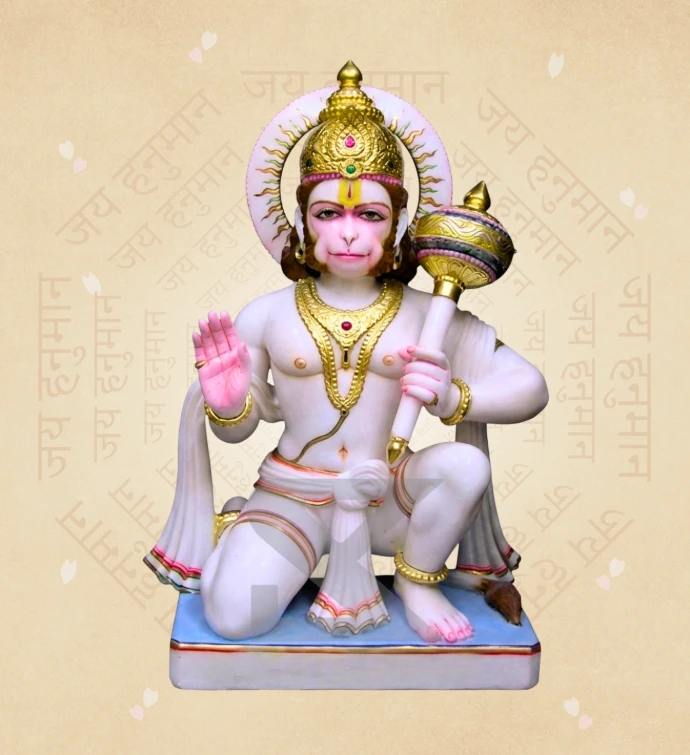 Aashirwad Hanuman — Design 01 — SKM-AHN-01 — Marble Hanuman Statue