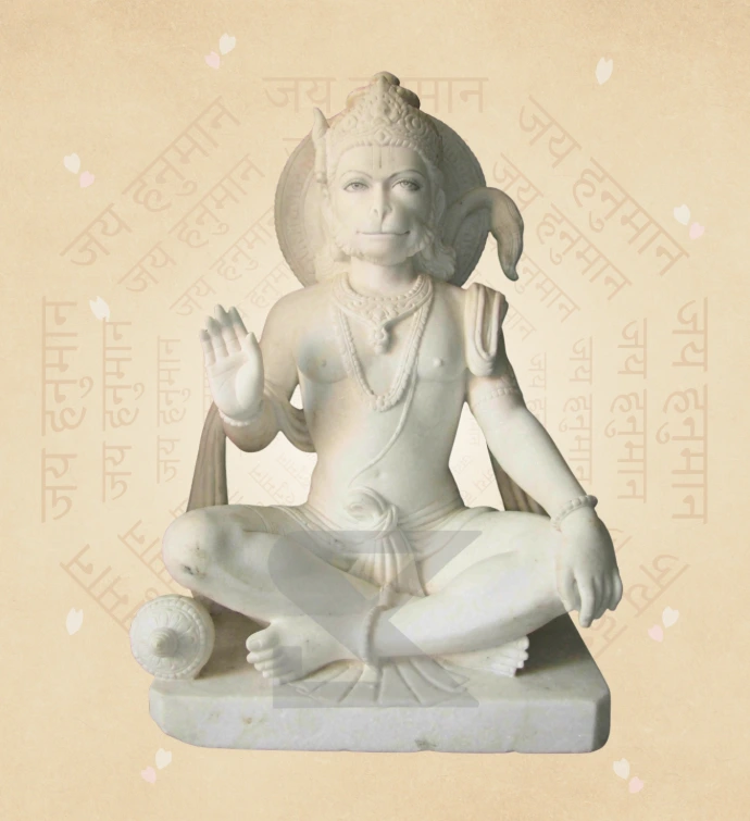 Aashirwad Hanuman — Design 12 — SKM-AHN-12 — Marble Hanuman Statue