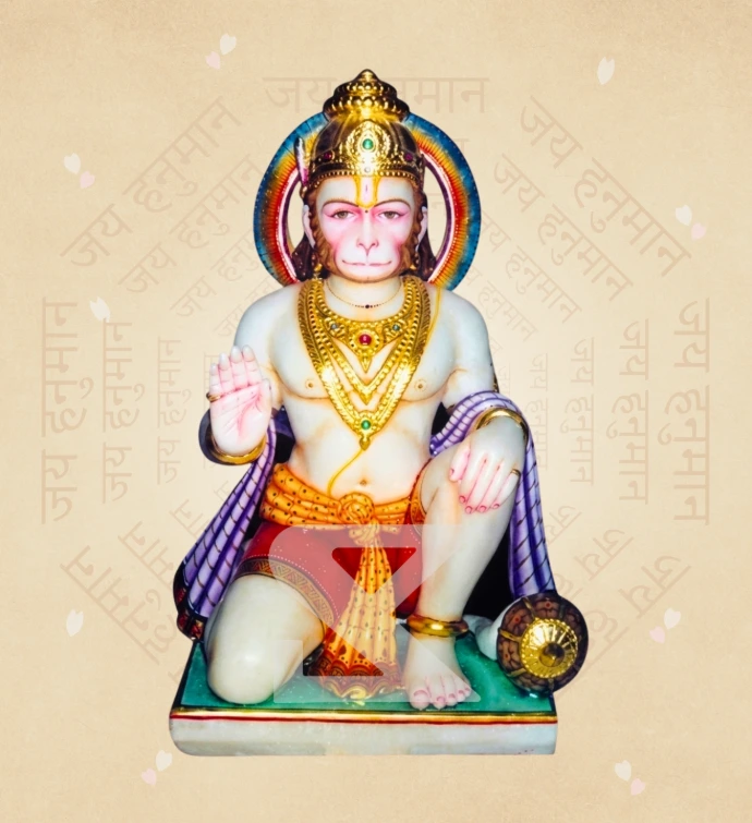 Aashirwad Hanuman — Design 06 — SKM-AHN-06 — Marble Hanuman Statue