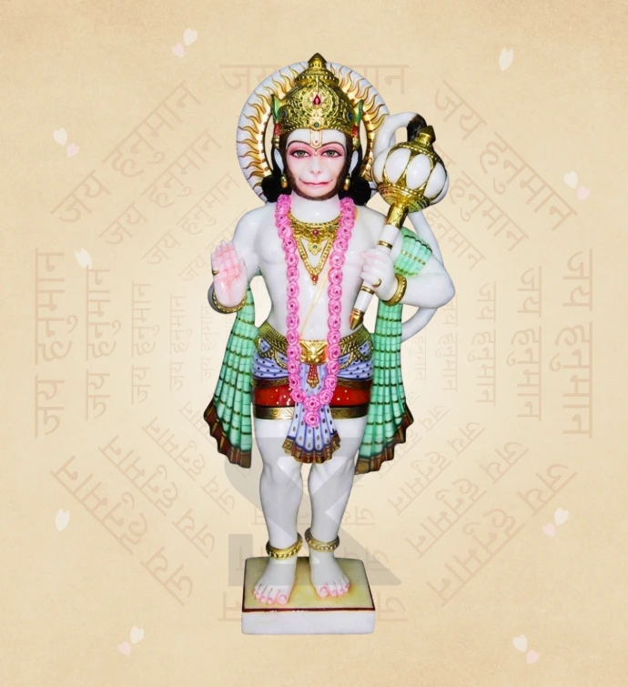 Aashirwad Hanuman — Design 17 — SKM-AHN-17 — Marble Hanuman Statue