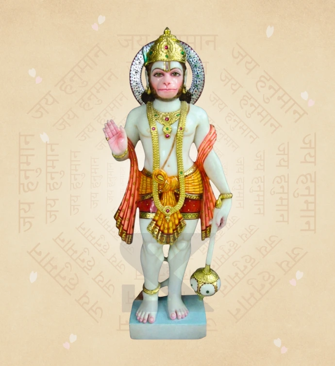 Aashirwad Hanuman — Design 23 — SKM-AHN-23 — Marble Hanuman Statue