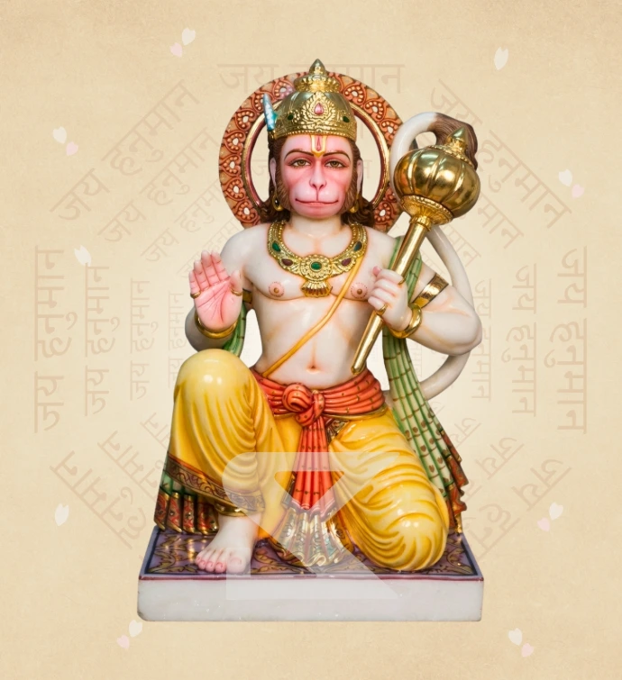 Aashirwad Hanuman — Design 18 — SKM-AHN-18 — Marble Hanuman Statue