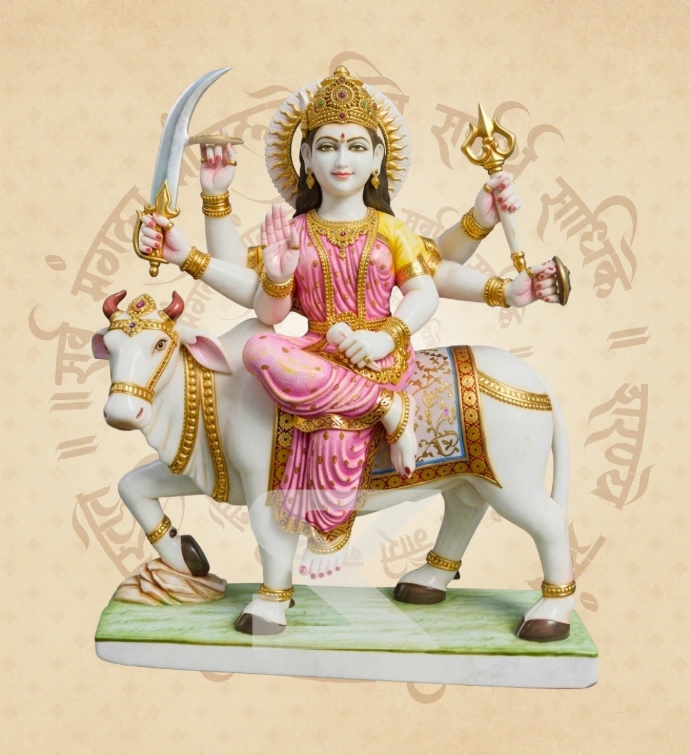 Shailaputri Mata — Design 01 — SKM-NAV-01 — Marble Nav Durga Statue