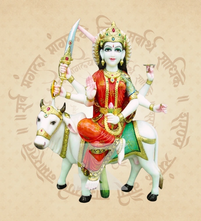 Shailaputri Mata — Design 03 — SKM-NAV-03 — Marble Nav Durga Statue