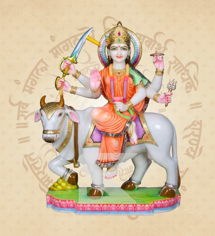 Shailaputri Mata — Design 02 — SKM-NAV-02 — Marble Nav Durga Statue