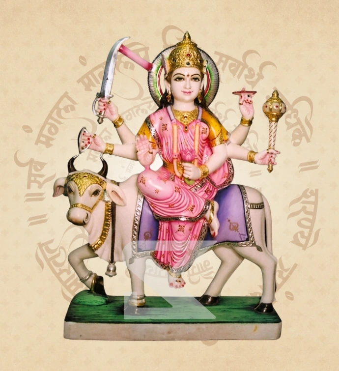 Shailaputri Mata — Design 04 — SKM-NAV-04 — Marble Nav Durga Statue