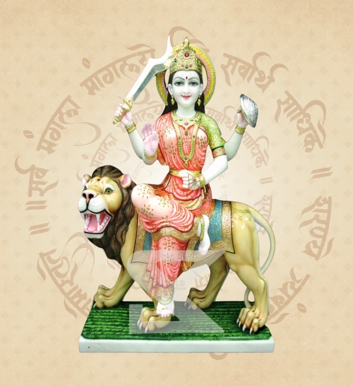 Katyayani Mata — Design 01 — SKM-NAV-10 — Marble Nav Durga Statue