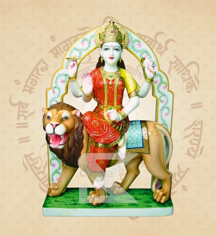 Katyayani Mata — Design 02 — SKM-NAV-11 — Marble Nav Durga Statue