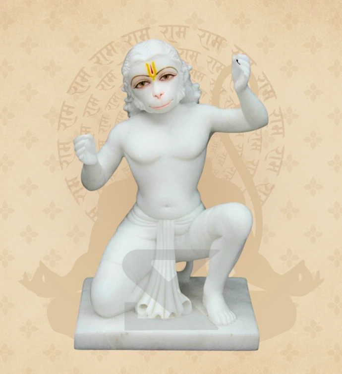 Meditative Hanuman — Design 03 — SKM-MDH-03 — Marble Hanuman Statue