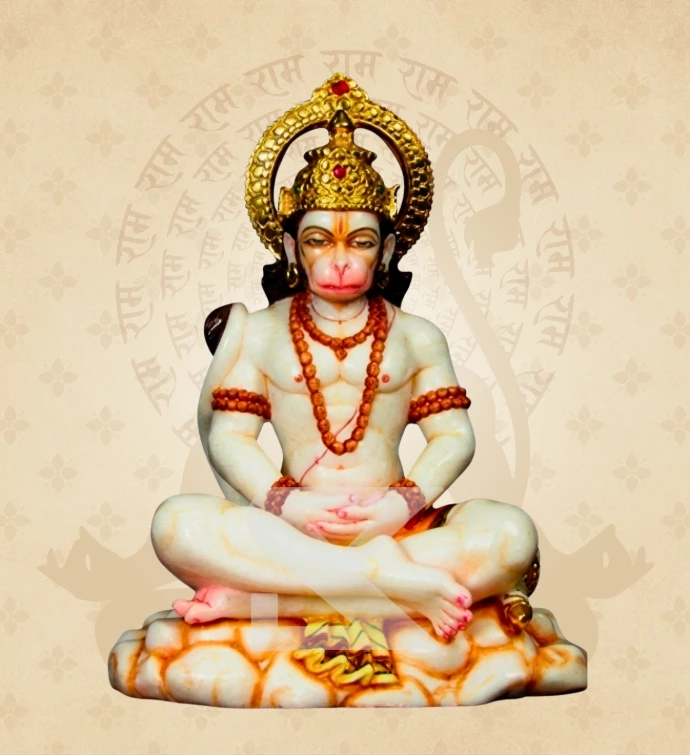 Meditative Hanuman — Design 02 — SKM-MDH-02 — Marble Hanuman Statue