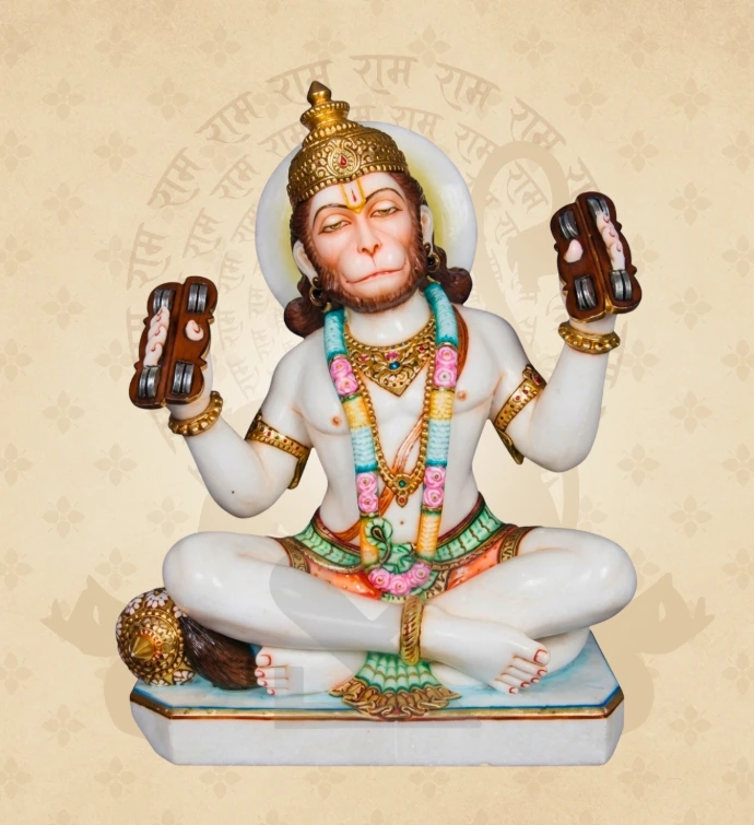 Meditative Hanuman — Design 04 — SKM-MDH-04 — Marble Hanuman Statue