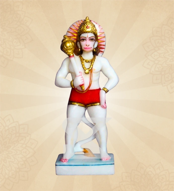 Veer Hanuman — Design 01 — SKM-VHN-01 — Marble Hanuman Statue