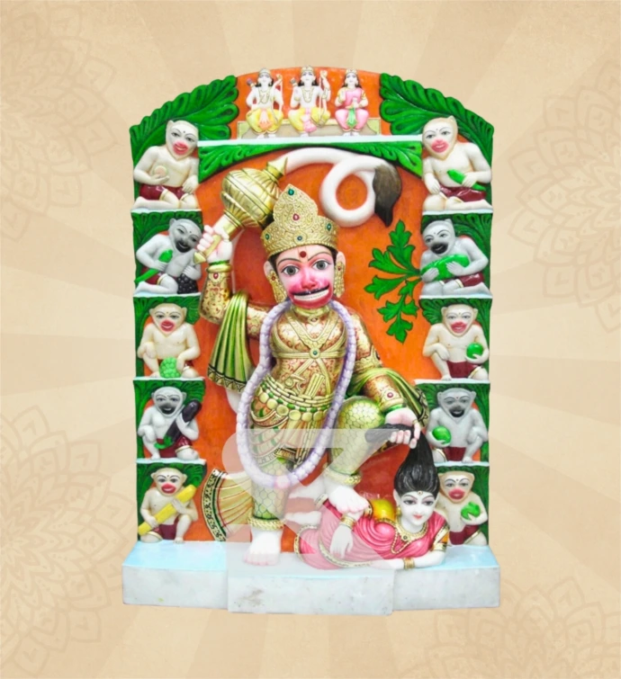 Veer Hanuman — Design 03 — SKM-VHN-03 — Marble Hanuman Statue