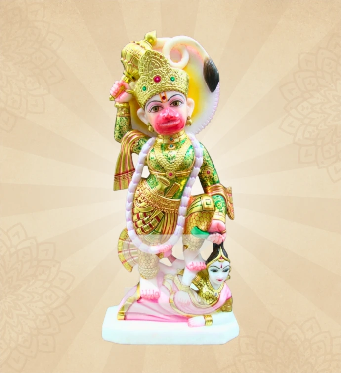 Veer Hanuman — Design 04 — SKM-VHN-04 — Marble Hanuman Statue