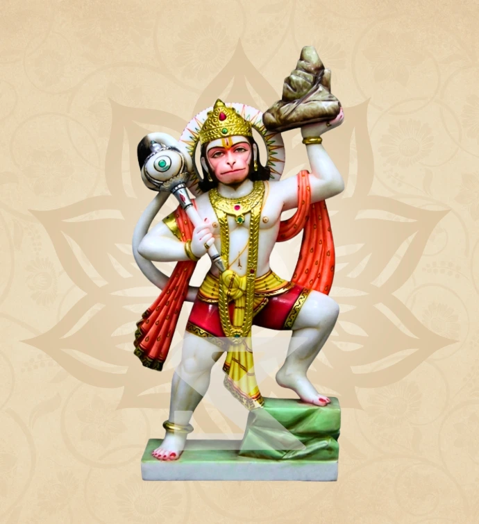 Sanjeevani Hanuman — Design 03 — SKM-SNJ-03 — Marble Hanuman Statue