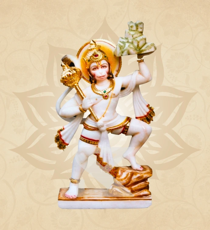 Sanjeevani Hanuman — Design 05 — SKM-SNJ-05 — Marble Hanuman Statue