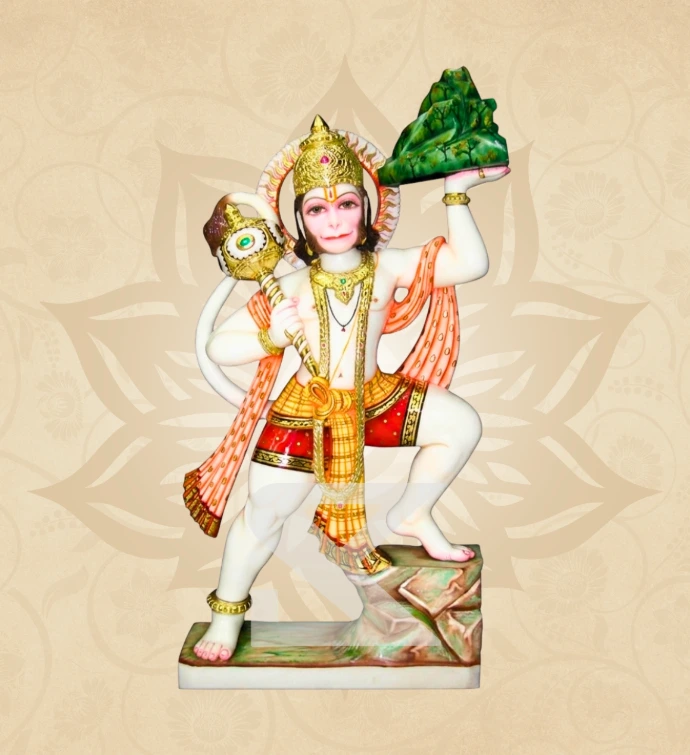 Sanjeevani Hanuman — Design 08 — SKM-SNJ-08 — Marble Hanuman Statue