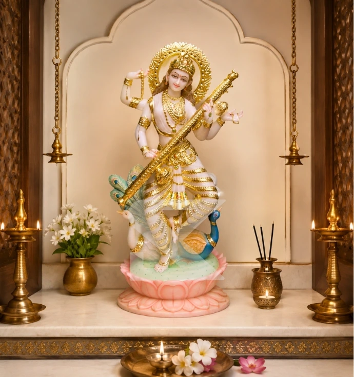 Custom Marble Goddess Saraswati