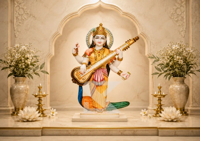 Marble Chaturbhuja Saraswati — Hero