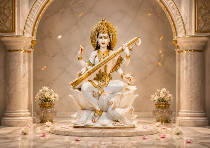 Marble Lotus Saraswati — Hero