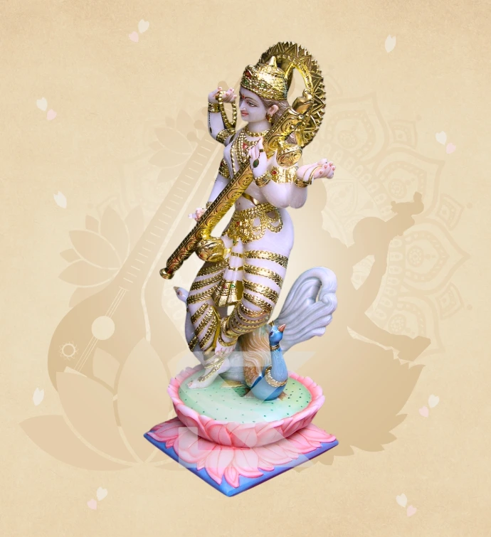 Modern Saraswati — Design 01 — SKM-MOD-01 — Marble Saraswati Statue