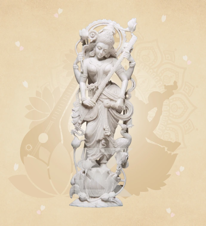 Modern Saraswati — Design 04 — SKM-MOD-04 — Marble Saraswati Statue