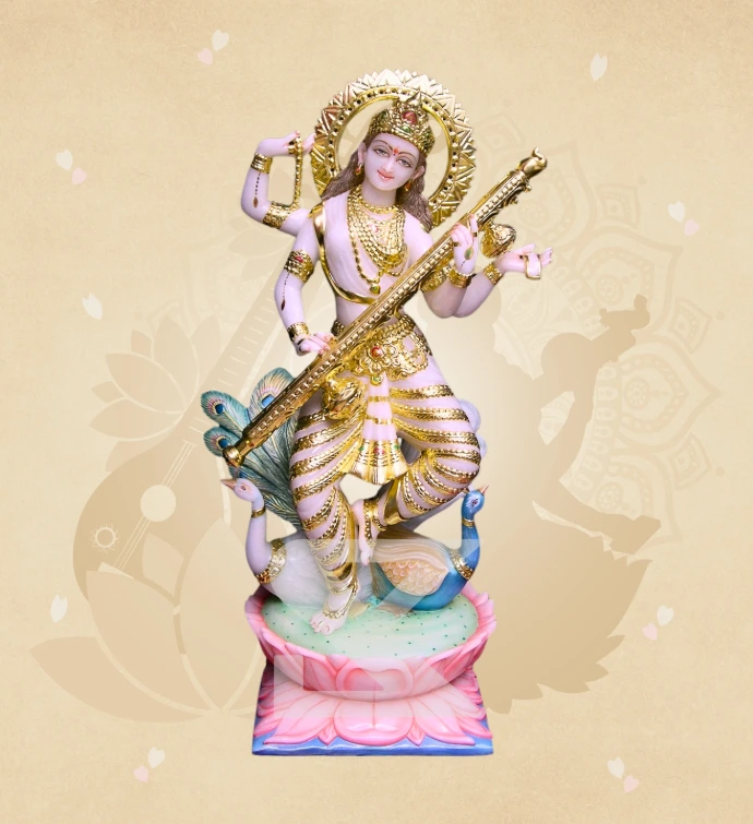 Modern Saraswati — Design 03 — SKM-MOD-03 — Marble Saraswati Statue