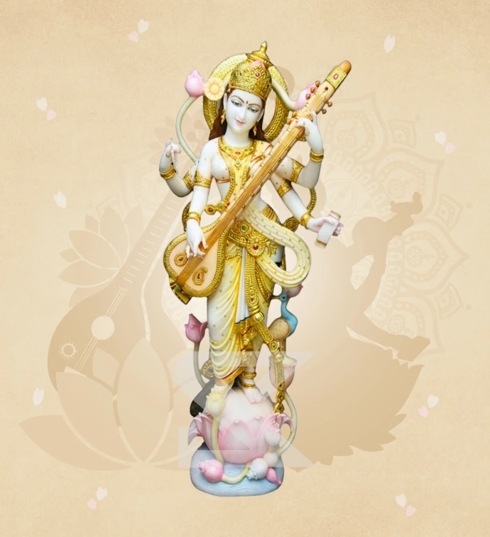 Modern Saraswati — Design 05 — SKM-MOD-05 — Marble Saraswati Statue