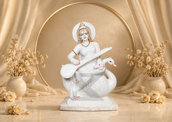 Marble Hamsa Vahini Saraswati — Hero