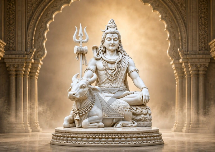 Marble Shiva with Nandi Vrishavahana — Hero
