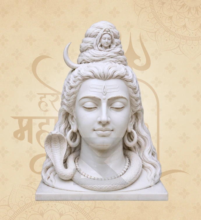 Shiva Head — Design 01 — SKM-SHD-01 — Marble Shiva Head Sculpture