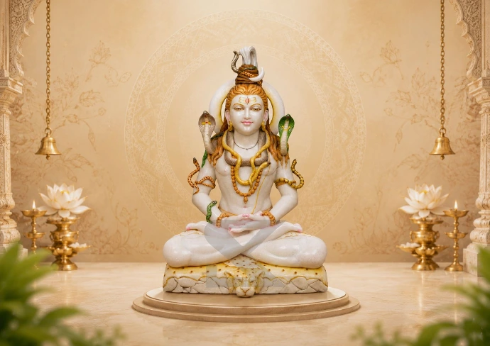 Meditating Shiva Marble Statue