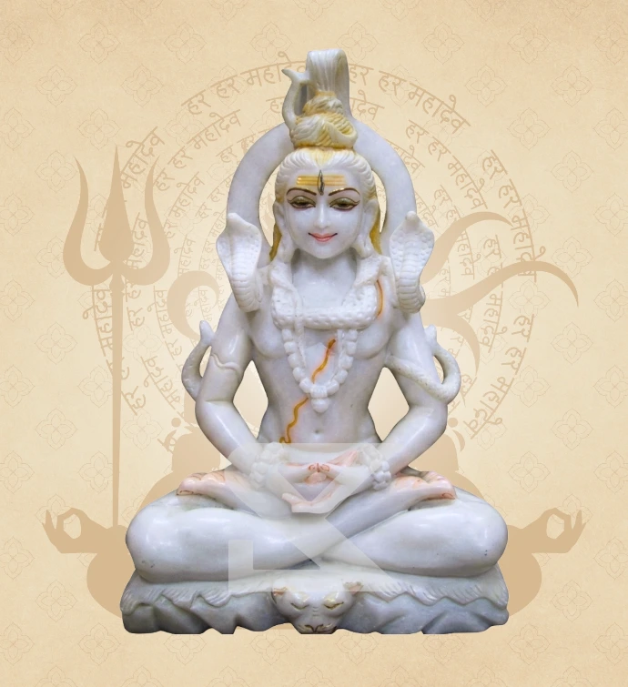 Meditating Shiva — Design 01 — SKM-ADY-01 — Marble Shiva Statue