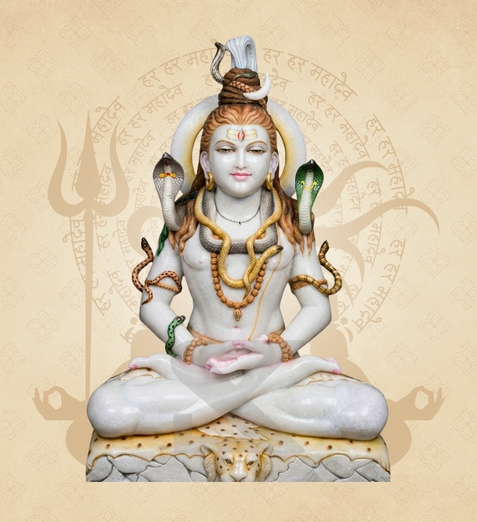 Meditating Shiva — Design 02 — SKM-ADY-02 — Marble Shiva Statue