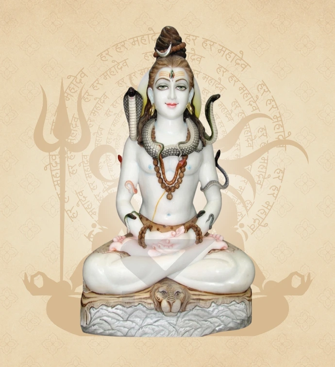Meditating Shiva — Design 04 — SKM-ADY-04 — Marble Shiva Statue