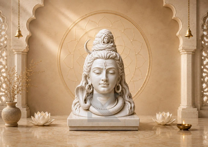 Marble Shiva Head Sculpture — Hero