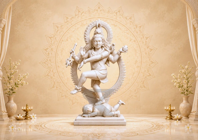 Tandava Shiva Marble Statue