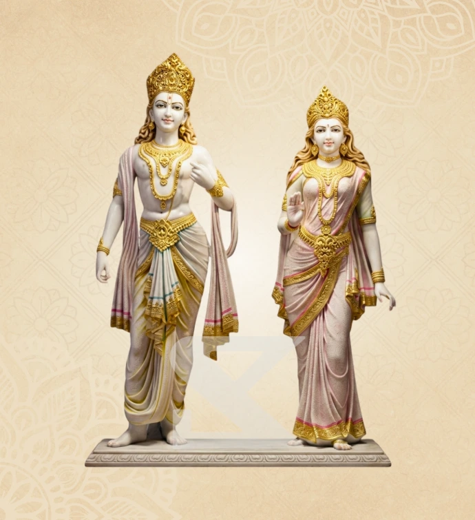 Sita Ram — Design 03 — SKM-STR-03 — Marble Ram Darbar Statue