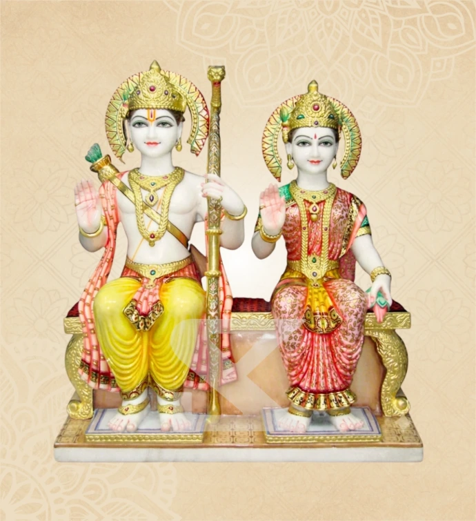 Sita Ram — Design 01 — SKM-STR-01 — Marble Ram Darbar Statue