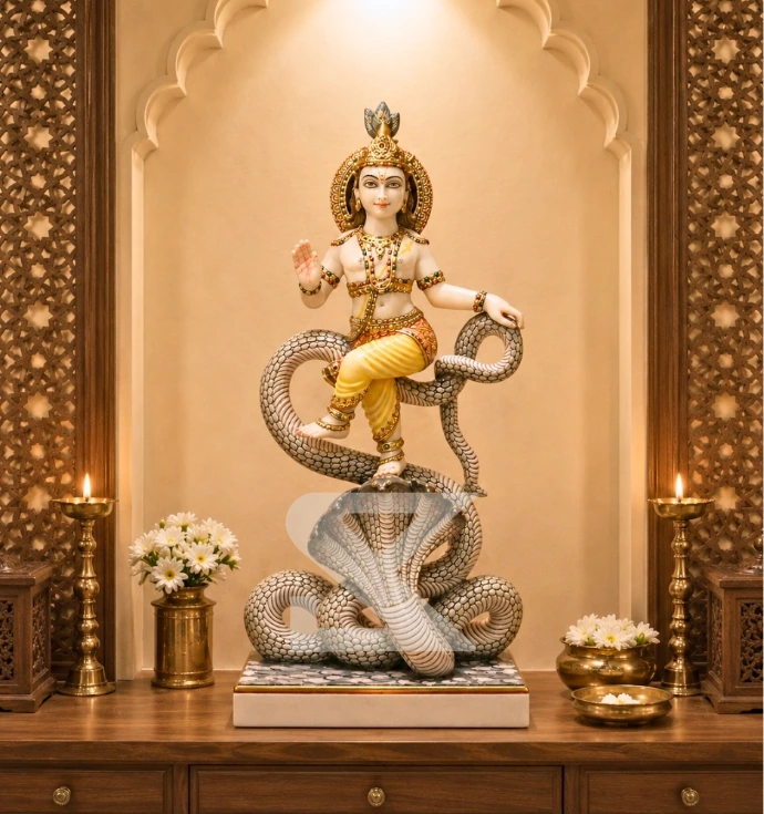 Custom Marble Lord Krishna Murti