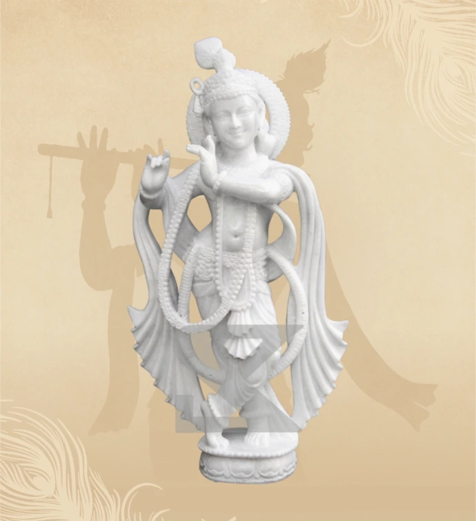 Murlidhar Krishna — Design 03 — SKM-MLR-03 — Marble Krishna Statue